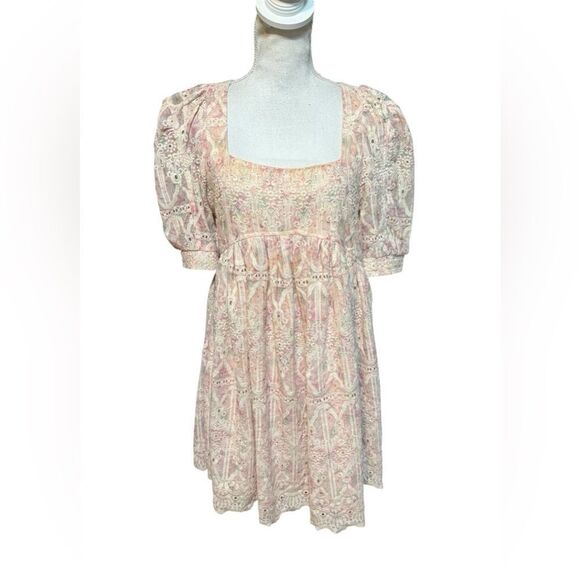 En Saison Womens Kiera Eyelet Floral Embroidered Midi Dress Preppy Boho Cottage - Picture 2 of 5